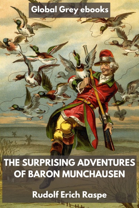 cover page for the Global Grey edition of The Surprising Adventures of Baron Munchausen by Rudolf Erich Raspe