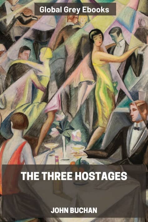 cover page for the Global Grey edition of The Three Hostages by John Buchan