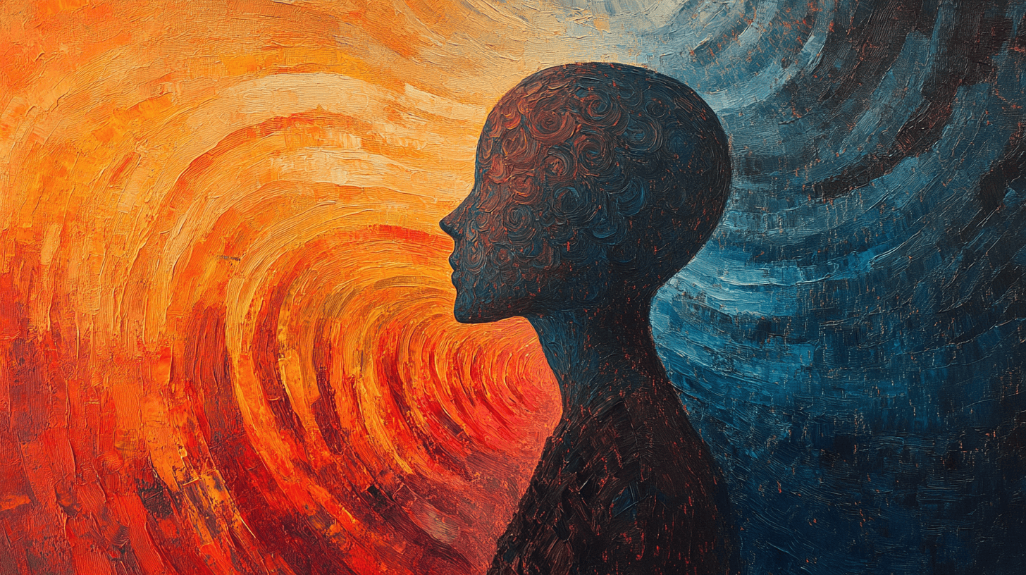 image of radiating lines emanating from an abstract human head
