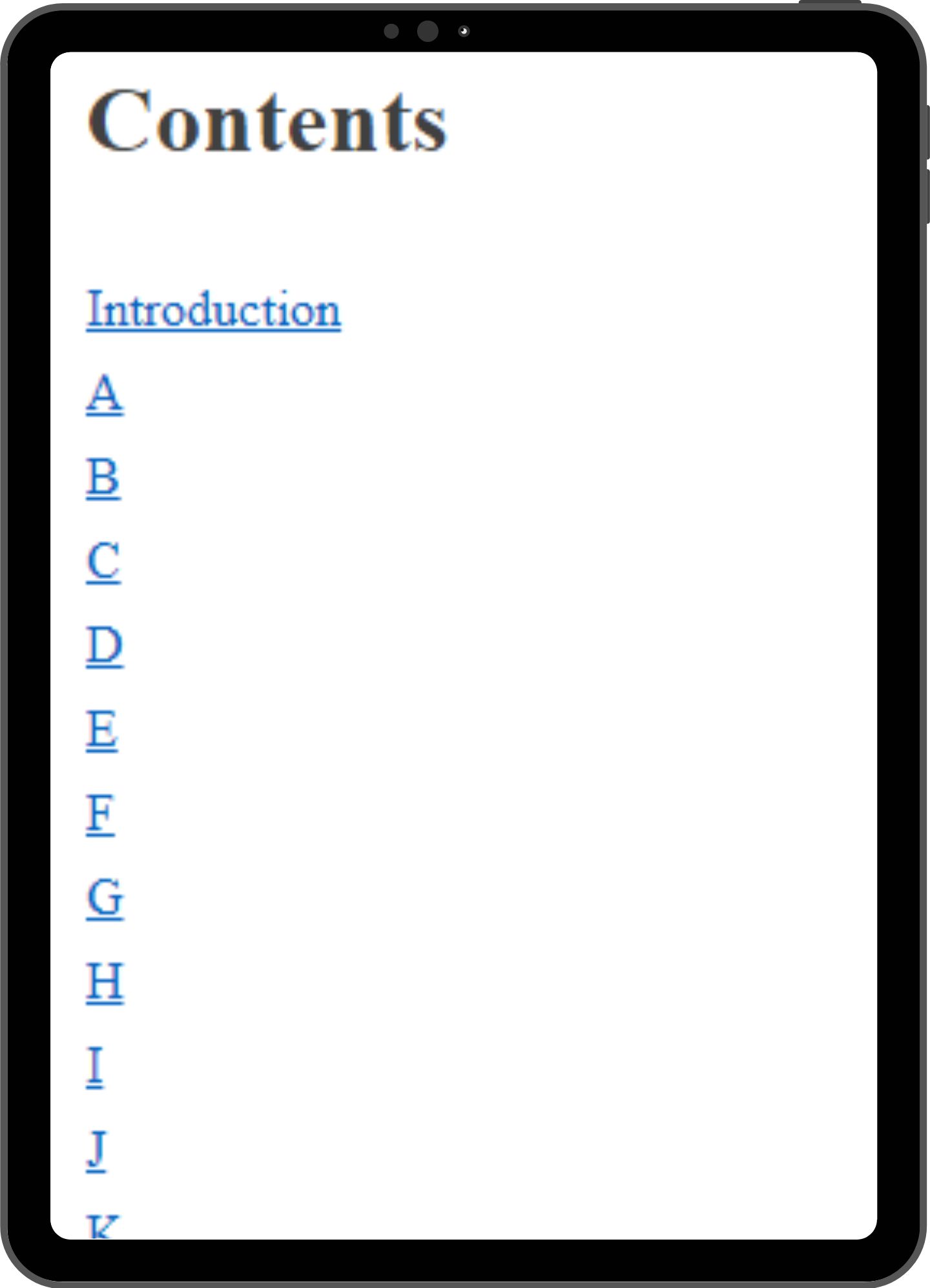 Table of contents mock-up