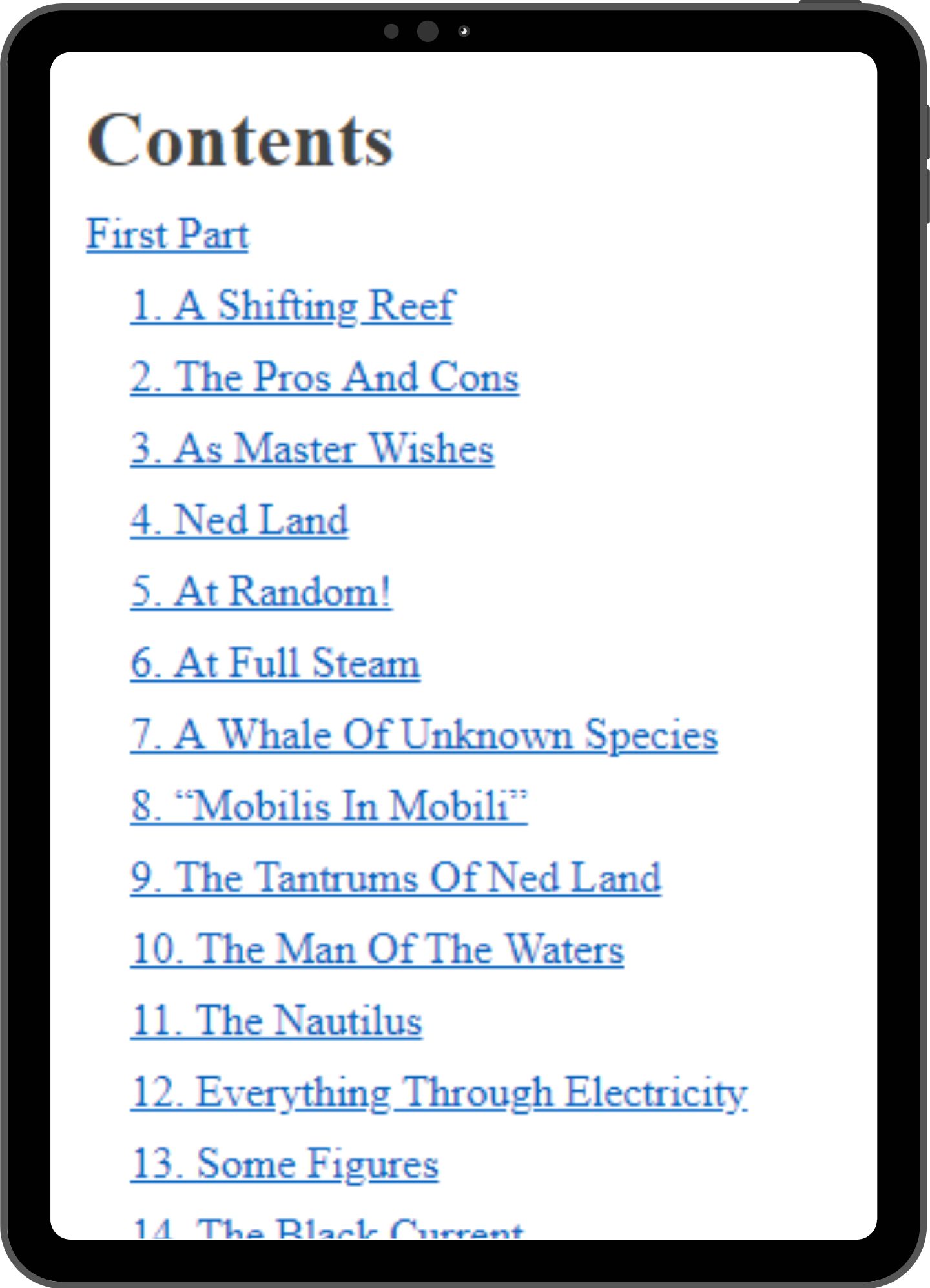 Table of contents mock-up