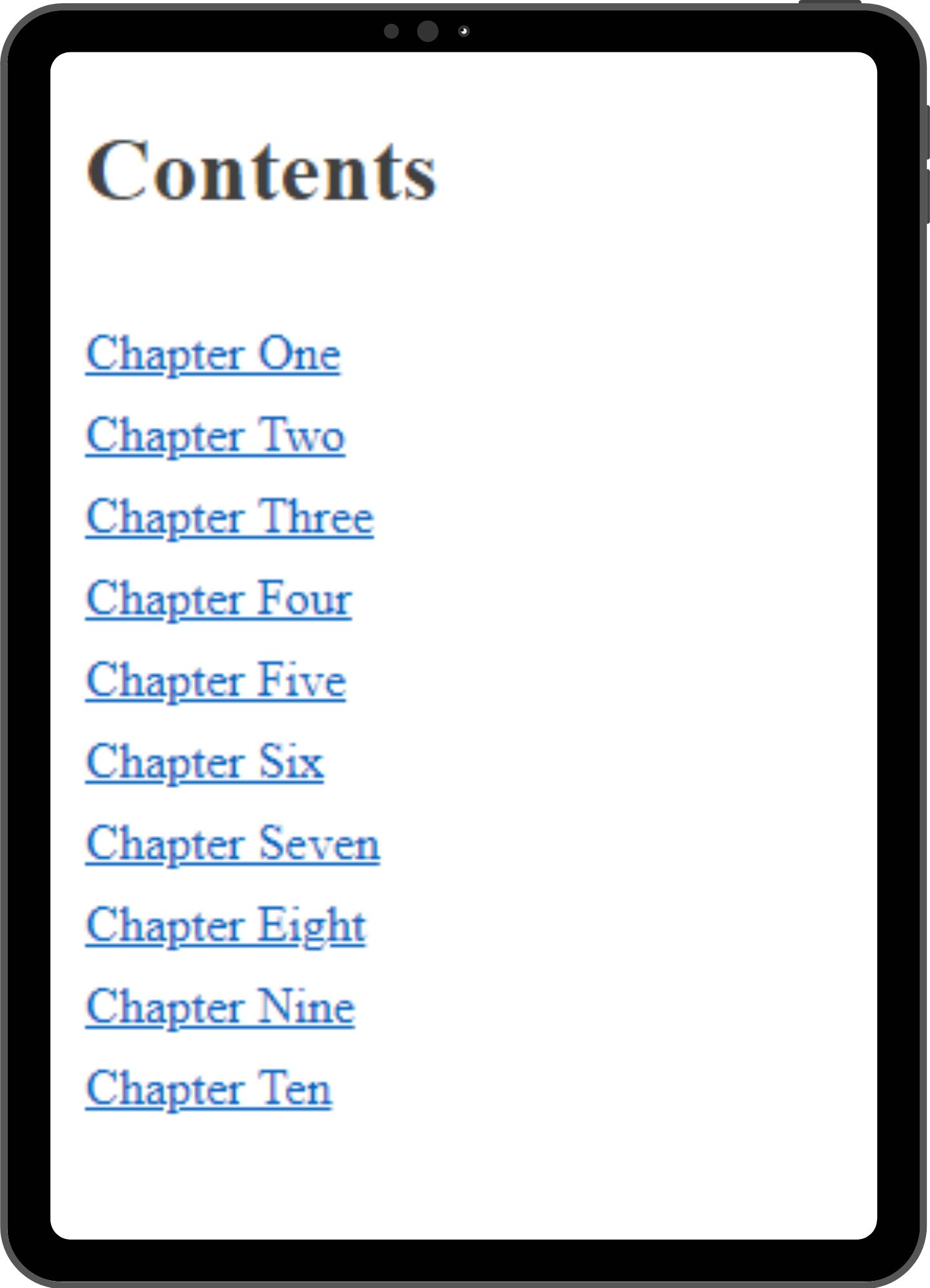 Table of contents mock-up