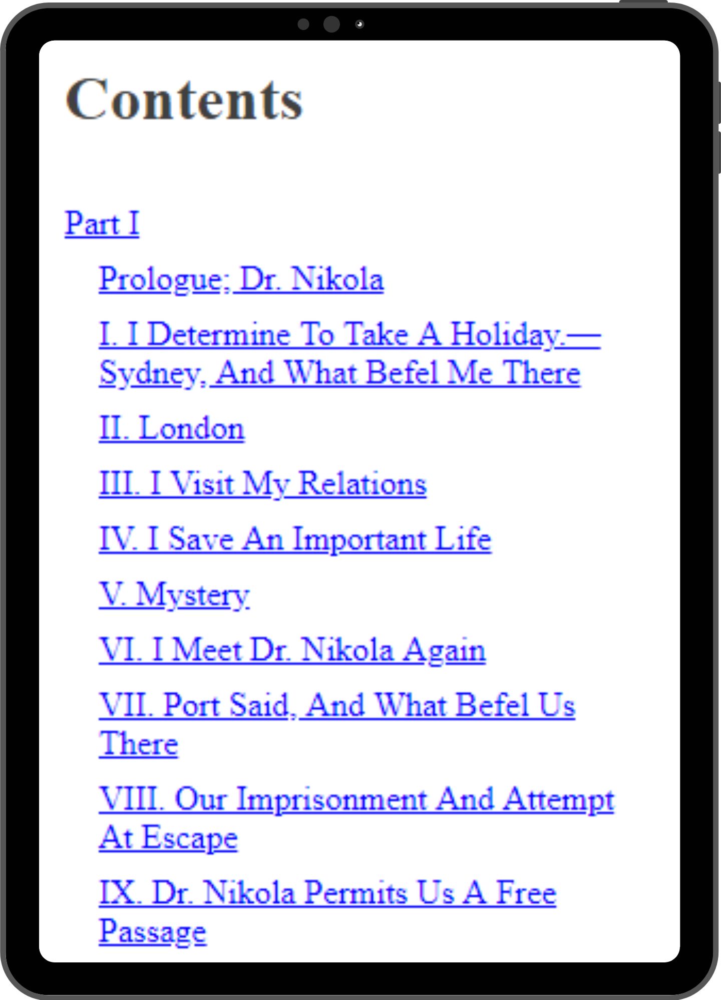 Table of contents mock-up