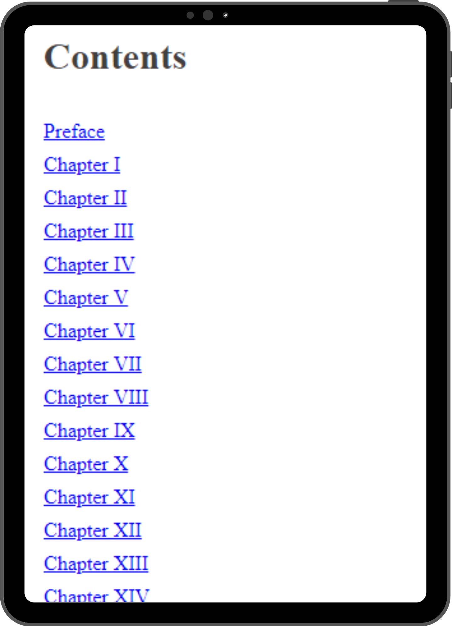 Table of contents mock-up