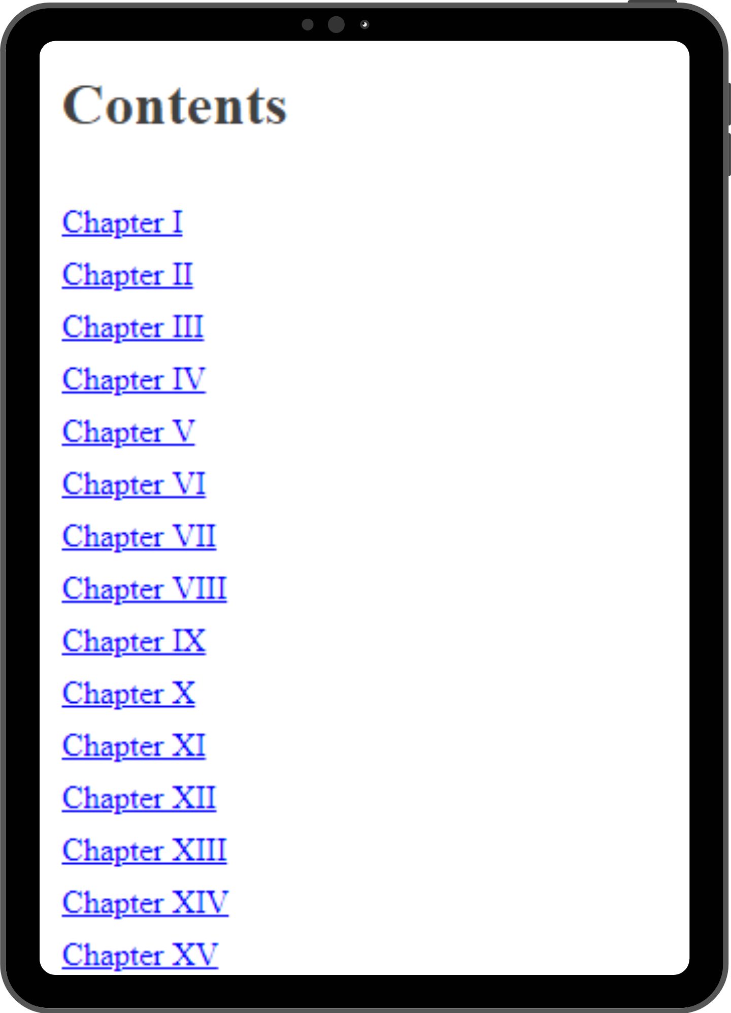 Table of contents mock-up