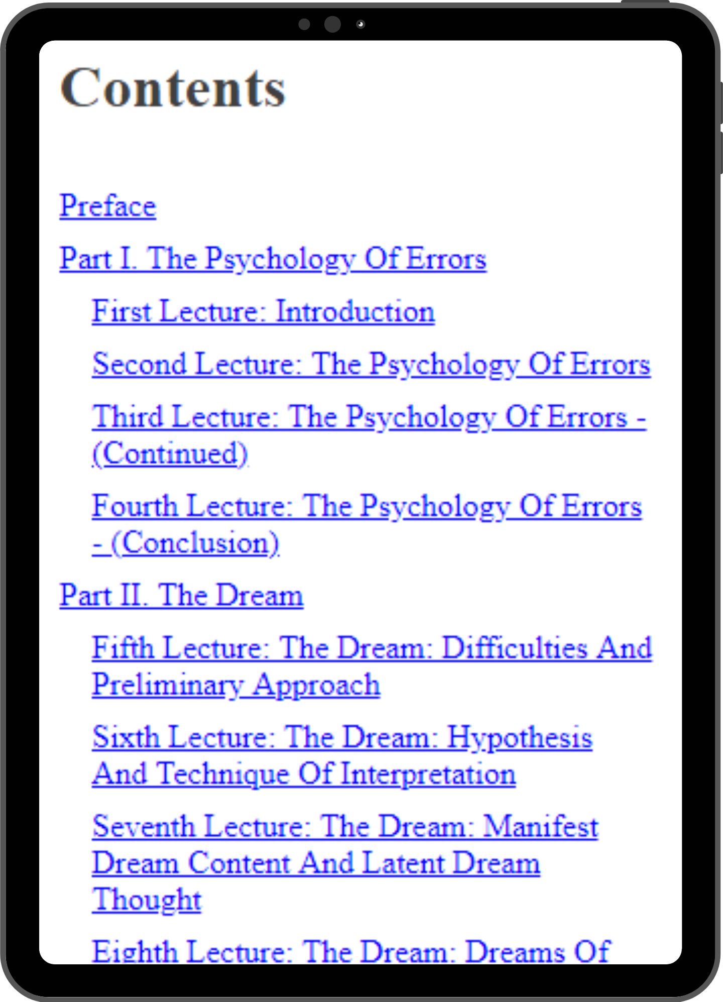 Table of contents mock-up
