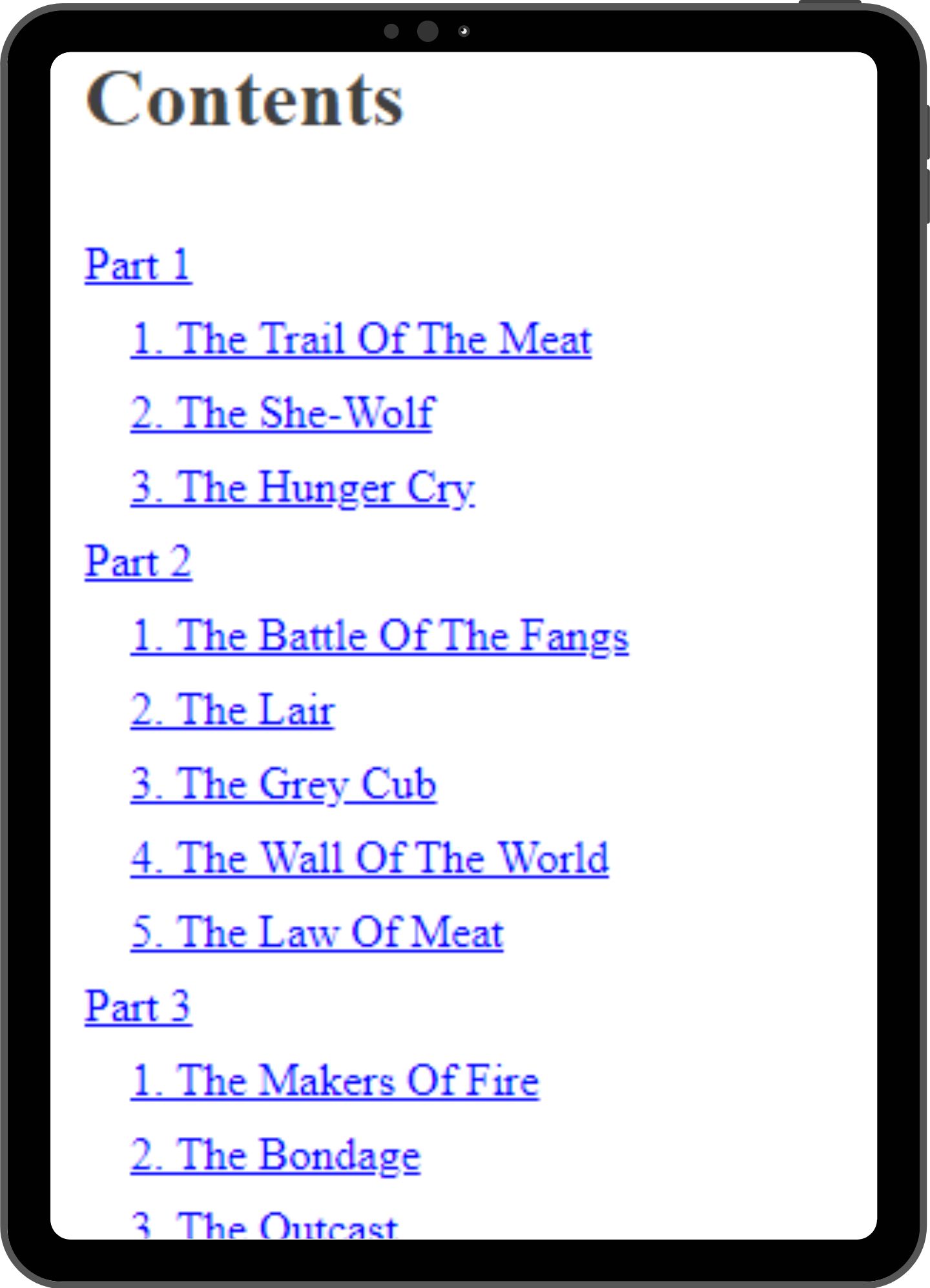 Table of contents mock-up