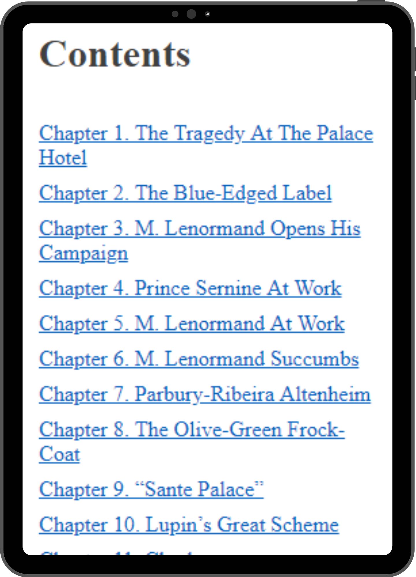 Table of contents mock-up