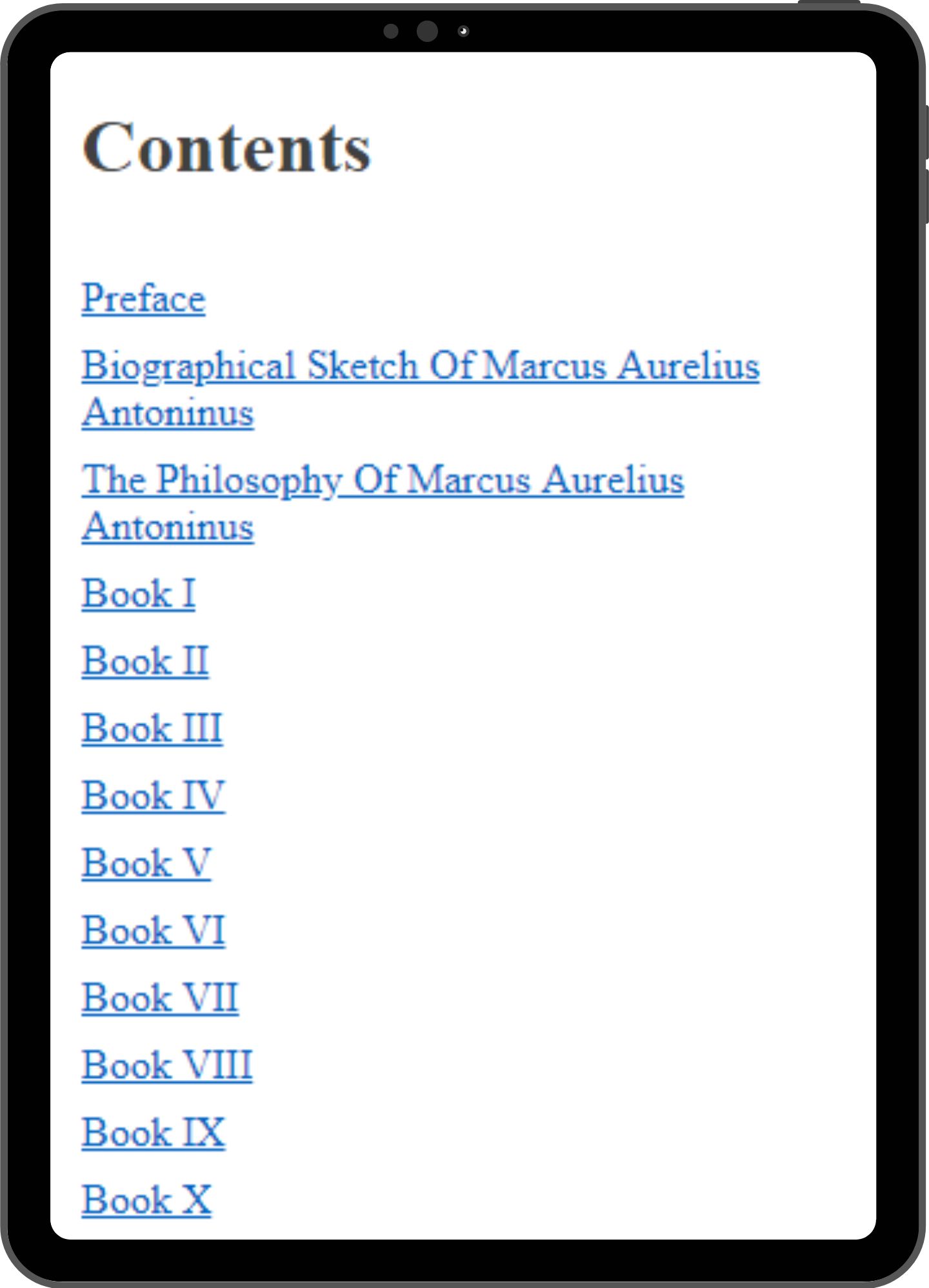 Table of contents mock-up