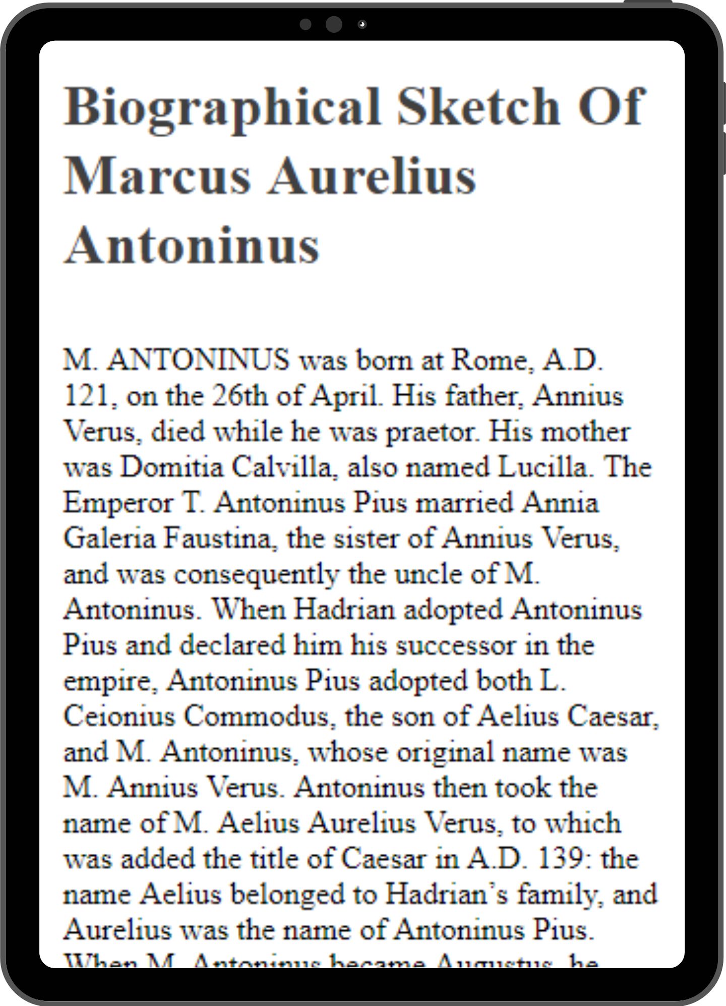 Sample page mock-up