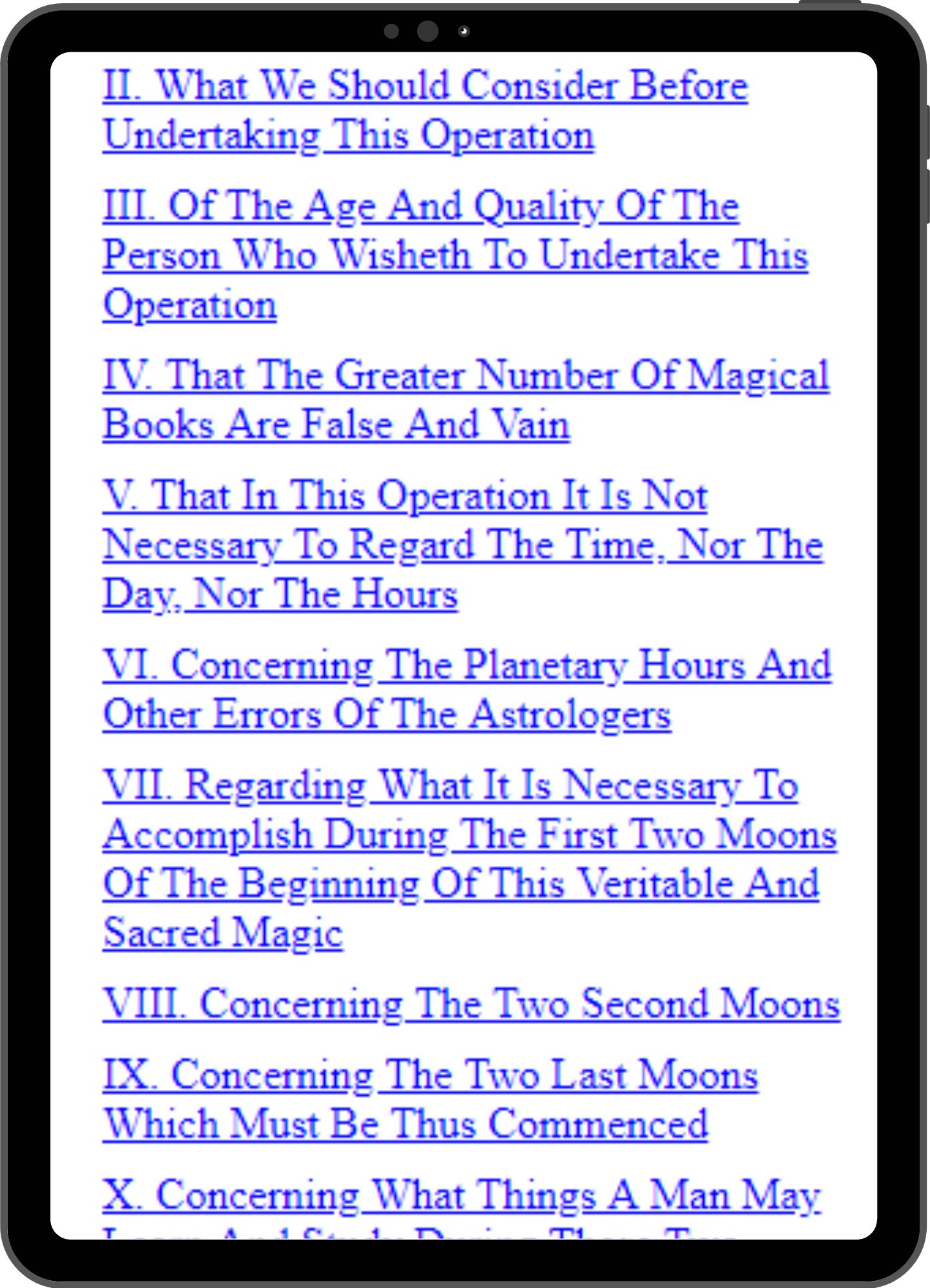 Table of contents mock-up