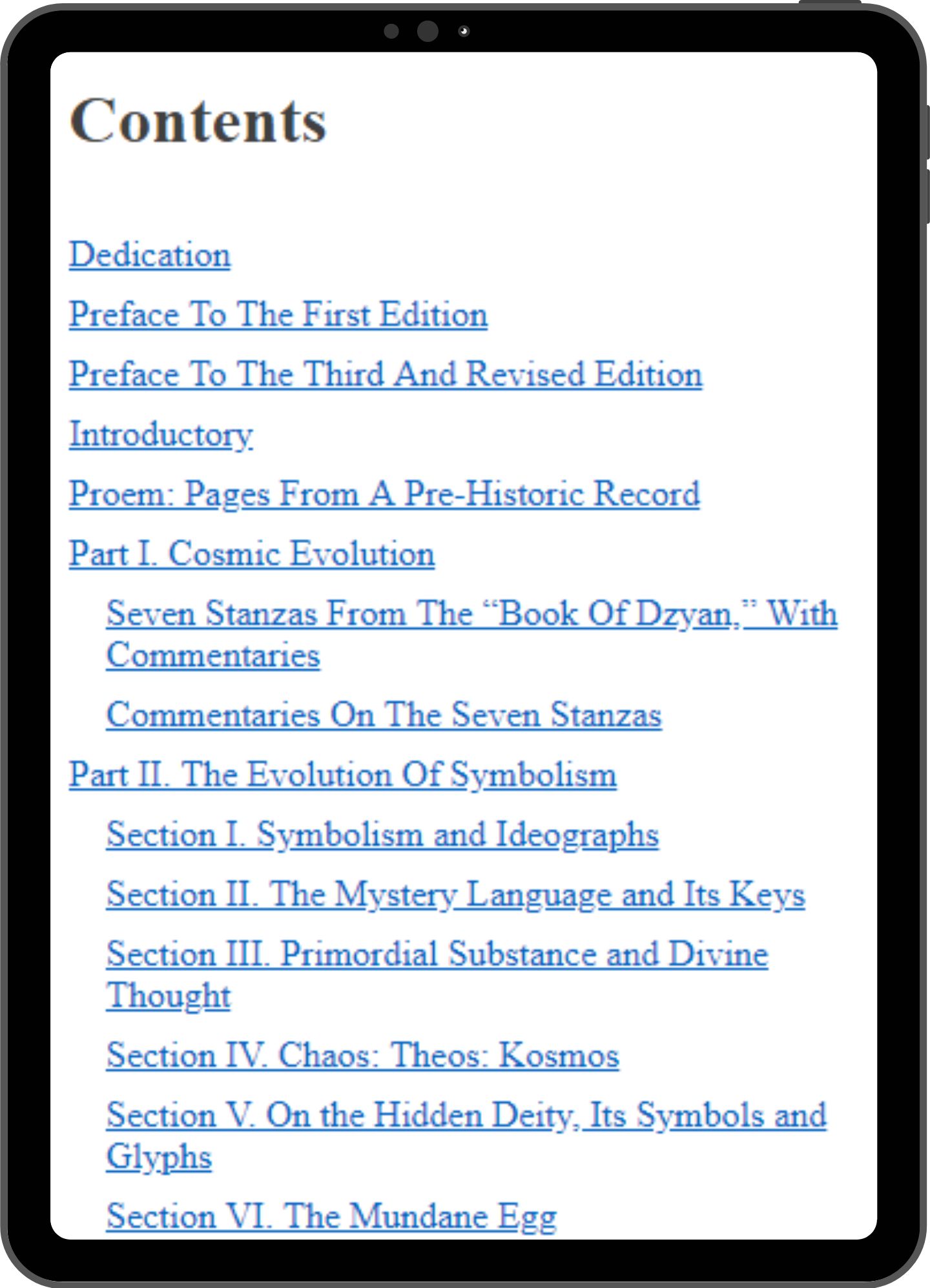 Table of contents mock-up