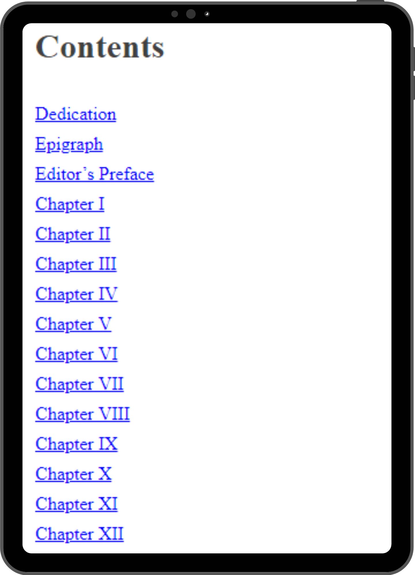 Table of contents mock-up