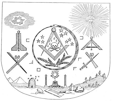 A MASONIC APRON WITH SYMBOLIC FIGURES