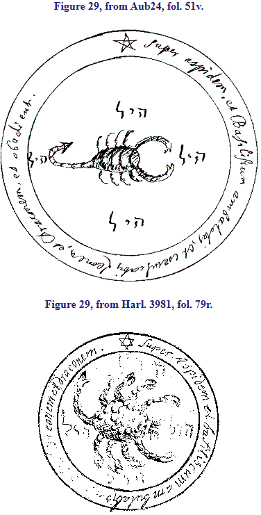 Figure 29, from Aub24, fol. 51v and Figure 29, from Harl. 3981, fol. 79r