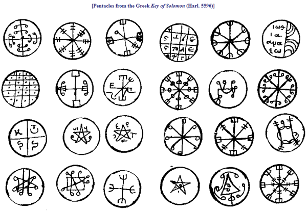 Pentacles from the Greek Key of Solomon (Harl. 5596)