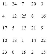numbers in a grid