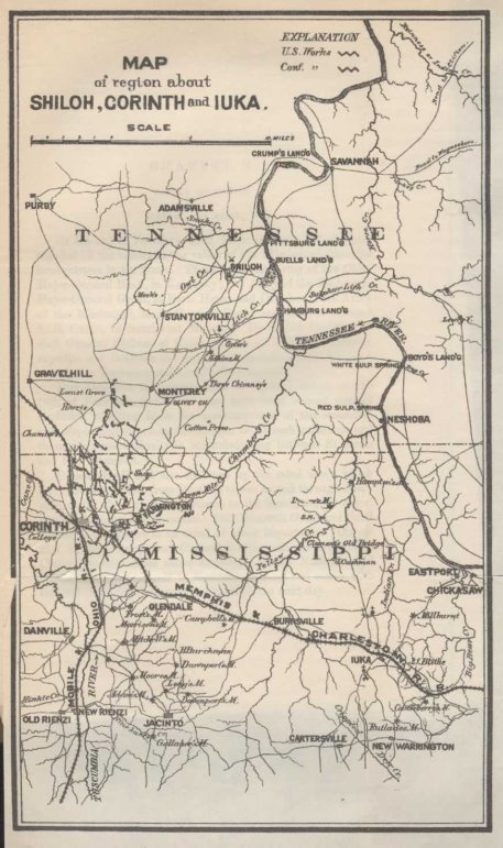 Map—Region about Shiloh, Corinth and Iuka.