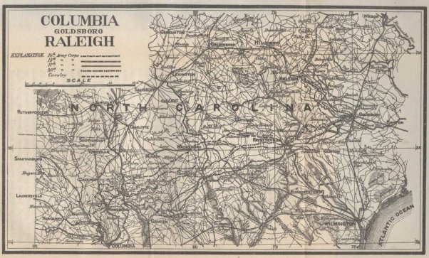 Map--Columbia to Raleigh