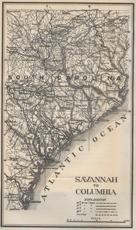 Map--Savannah to Columbia