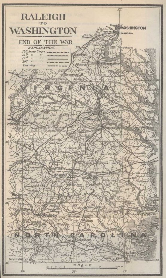 Map--Raleigh to Washington